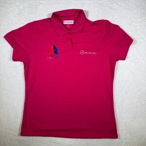 Mercedes Benz Womens Lg Pink Short Sleeve Golf Polo Shirt Carnival Players Club